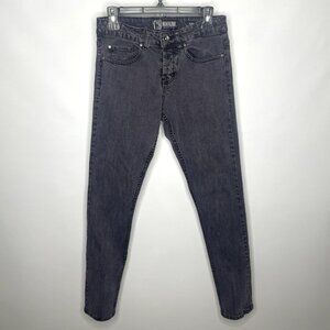 Rude Lip Service Social Collision Purple Wash Black Denim Skinny Jeans